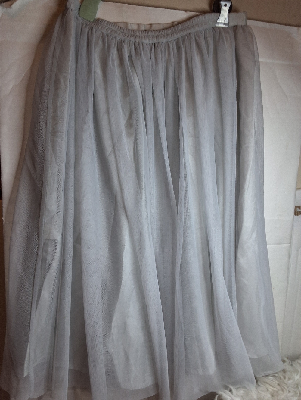 Zara Basics Gray Tulle Midi Skirt Feminine Romantic A-Line Pull Skirt M - Picture 9 of 9